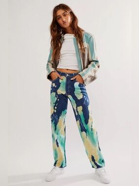 MOTHER The Thrasher Flood Jean 25 Relaxed Straight Leg Colourful Acid Bottom Fly